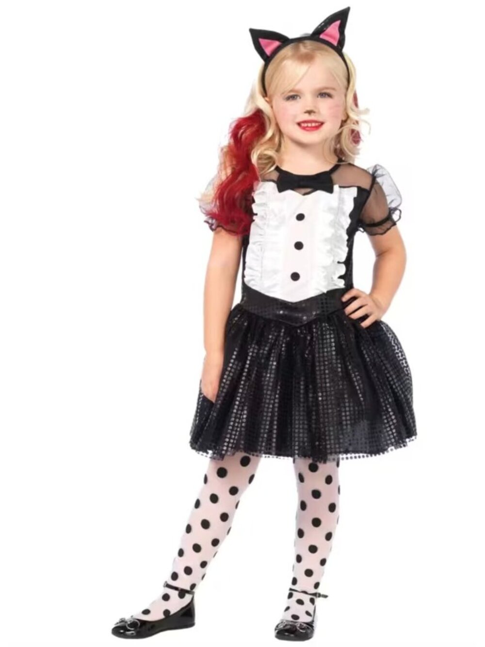 Enchanted Costumes Tuxedo Kitty 3-Piece Girls Costume - Includes Dress Tail & He